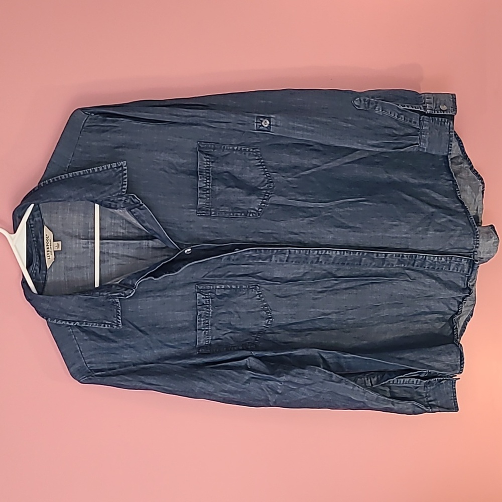 Women's Liverpool of Los Angeles Denim Button Down Top